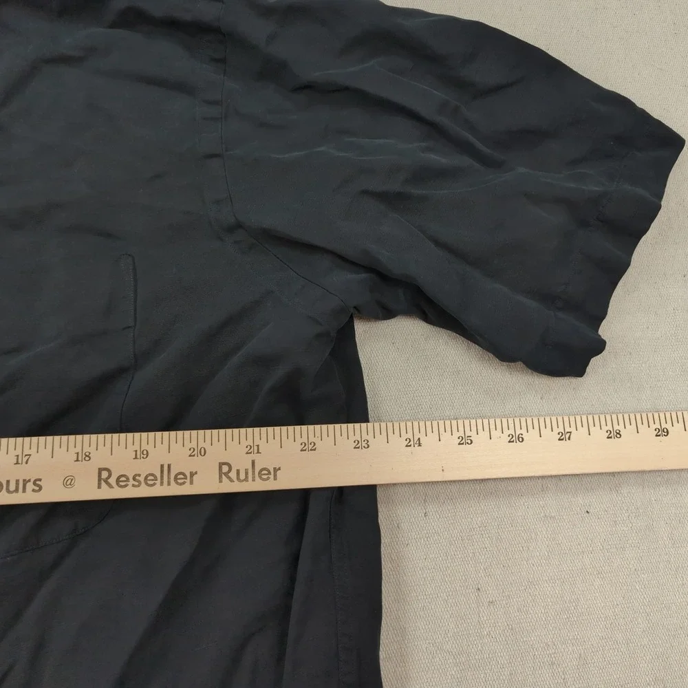 Vintage Polo Ralph Lauren Shirt Mens Large Black Caldwell Loop Collar Silk Linen